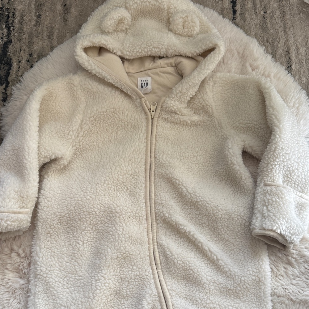 GAP 18-24mos Cream Sherpa Baby Hoodie with Ears